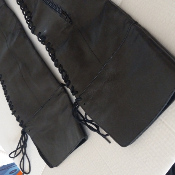 DIBA TRUE SUNSET SAIL Back Lace Up Leather Boot Black 8.5 Side Zip Over the Knee - Picture 10 of 16